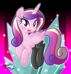 Size: 2388x2500 | Tagged: safe, artist:danmakuman, princess cadance, alicorn, pony, g4, clothes, cute, female, high res, mare, socks, solo, thigh highs