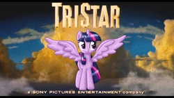 Size: 1280x720 | Tagged: dead source, safe, artist:teh lunine prod, twilight sparkle, alicorn, pony, g4, closing logo, female, logo, mare, meme, solo, tristar, twilight sparkle (alicorn), youtube link