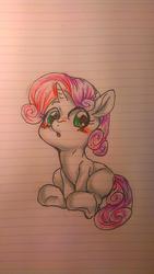 Size: 720x1280 | Tagged: safe, artist:nekubi, sweetie belle, g4, female, lined paper, solo, traditional art