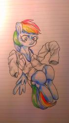 Size: 720x1280 | Tagged: safe, artist:nekubi, rainbow dash, g4, clothes, female, lined paper, shirt, solo, traditional art