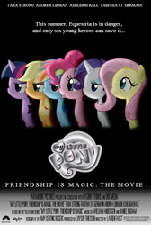 Size: 500x742 | Tagged: safe, artist:dinnerblaster9000, applejack, fluttershy, pinkie pie, rainbow dash, rarity, twilight sparkle, earth pony, pegasus, pony, unicorn, g4, my little pony: the movie, fake, hatless, hilarious in hindsight, mane six, mighty morphin power rangers, mighty morphin power rangers the movie, missing accessory, movie poster, my little pony logo, paramount pictures, parody, poster, power rangers, tongue out