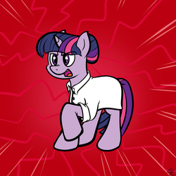 Size: 2400x2400 | Tagged: safe, artist:s8ansglory, twilight sparkle, ask t.sparkle m.d., g4, doctor, female, high res, open mouth, raised hoof, solo, yelling