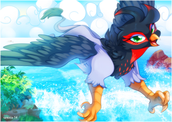 Size: 1228x868 | Tagged: safe, artist:si1vr, oc, oc only, oc:gertie, griffon, solo