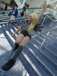 Size: 720x960 | Tagged: safe, artist:tiny rage cosplay, derpy hooves, human, g4, clothes, convention, cosplay, irl, irl human, photo, socks, solo