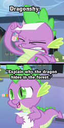 Size: 500x1000 | Tagged: safe, screencap, spike, equestria games, g4, my little pony: friendship is magic, caption, carnac the magnificent, envelope, envelope reading, exploitable, exploitable meme, image macro, johnny carson, male, meme, parody, pencil, solo