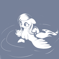 Size: 1920x1900 | Tagged: safe, artist:qweeli, fluttershy, g4, female, monochrome, solo, spread wings, water