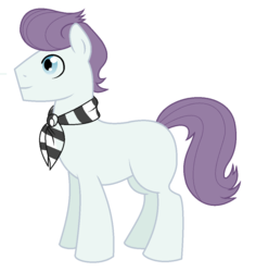 Size: 1027x1087 | Tagged: safe, artist:unoriginai, oc, oc only, oc:dime a dozen, earth pony, pony, blank flank, handkerchief, male, offspring, parent:silver shill, parent:suri polomare, simple background, solo, stallion, white background