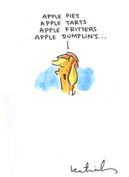Size: 830x1141 | Tagged: safe, artist:katiecandraw, applejack, g4, female, solo, that pony sure does love apples