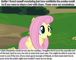 Size: 1280x1002 | Tagged: safe, screencap, fluttershy, g4, analysis, bronybait, cuddle studies, cuddling, female, snuggling, solo, text