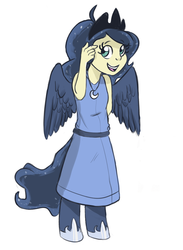 Size: 976x1332 | Tagged: safe, artist:nohooves, oc, oc only, oc:selene, satyr, colored, offspring, parent:oc:anon, parent:princess luna, simple background, solo