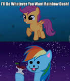 Size: 138x160 | Tagged: safe, edit, edited screencap, screencap, rainbow dash, scootaloo, pegasus, pony, g4, apple core, female, filly, foal, friday, implied pedophilia, lesbian, lol, meme, pedobear, pedodash, picture for breezies, ship:scootadash, shipping, wat