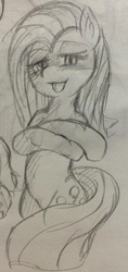 Size: 475x1009 | Tagged: safe, artist:wonton soup, pinkie pie, g4, female, grayscale, monochrome, pinkamena diane pie, pixiv, solo, traditional art