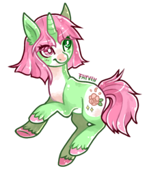 Size: 853x966 | Tagged: safe, artist:fayven, oc, oc only, oc:rose worthy, heterochromia, solo