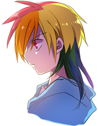 Size: 368x469 | Tagged: safe, artist:re_ghotion, rainbow dash, human, g4, female, humanized, portrait, serious, solo