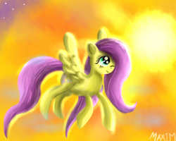 Size: 1280x1024 | Tagged: safe, artist:maximkischine59, fluttershy, g4, female, original art, sai tool, solo, sunset