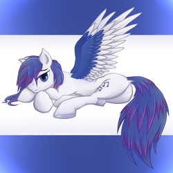 Size: 1024x1024 | Tagged: safe, artist:topsy-n, oc, oc only, pegasus, pony, butt, looking at you, lying down, male, plot, simple background, solo, underhoof