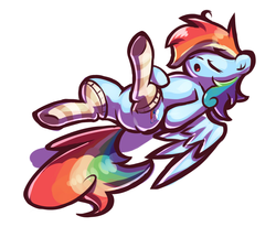 Size: 1507x1239 | Tagged: safe, artist:shovrike, rainbow dash, pegasus, pony, g4, clothes, cute, dashabetes, eyes closed, female, mare, on back, open mouth, simple background, socks, solo, white background