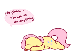 Size: 445x323 | Tagged: safe, artist:milkwolf, fluttershy, g4, ask-friendlyshy, female, lying, solo, speech bubble, tongue out