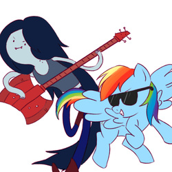 Size: 4724x4724 | Tagged: safe, artist:daikoku, rainbow dash, g4, absurd resolution, adventure time, crossover, male, marceline, pixiv, shade