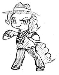 Size: 806x1024 | Tagged: safe, artist:tebasaki, pinkie pie, earth pony, pony, g4, bipedal, female, grayscale, monochrome, rapper pie, simple background, solo