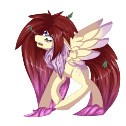 Size: 3000x3000 | Tagged: safe, artist:azrealrou, oc, oc only, oc:hel, fluffy, gem, green eyes, high res, leaves, solo, tripping, valkyrie pony