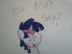 Size: 839x634 | Tagged: safe, artist:macroscopicponies, twilight sparkle, g4, dusk shine, rule 63, sarcasm, solo, traditional art