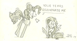 Size: 2288x1206 | Tagged: safe, artist:trace-101, fluttershy, pinkie pie, g4, crying, duo, monochrome, traditional art