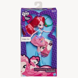 Size: 600x600 | Tagged: safe, pinkie pie, equestria girls, g4, official, balloon, boots, brushable, clothes, doll, female, glasses, hasbro logo, high heel boots, skirt, solo, toy