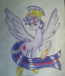 Size: 698x819 | Tagged: safe, artist:macroscopicponies, twilight sparkle, alicorn, pony, g4, dusk shine, prince dusk, rule 63, solo, traditional art, twilight sparkle (alicorn)