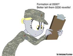 Size: 2016x1544 | Tagged: safe, artist:ethanchang, derpy hooves, equestria girls, g4, 1st awesome platoon, clipboard, clothes, female, humanized, military, military uniform, solo, uniform