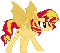 Size: 7313x6525 | Tagged: safe, artist:elsia-pony, sunset shimmer, bat pony, pony, g4, absurd resolution, female, race swap, shimmerbat, simple background, solo, transparent background