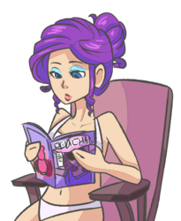 Size: 576x704 | Tagged: safe, artist:looji, rarity, human, g4, belly button, bikini, clothes, female, humanized, magazine, simple background, solo, swimsuit, transparent background