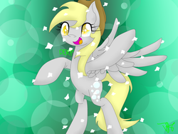 Size: 799x600 | Tagged: safe, artist:derpfacederpy, derpy hooves, pegasus, pony, g4, accessory swap, female, mare, solo