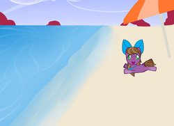 Size: 900x650 | Tagged: safe, artist:gracie_cleopatra, oc, oc only, oc:purple brown, baby, beach, filly
