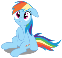 Size: 6500x6000 | Tagged: safe, artist:caliazian, rainbow dash, pony, g4, the mysterious mare do well, absurd resolution, cute, dashabetes, female, floppy ears, frown, simple background, sitting, solo, transparent background, vector