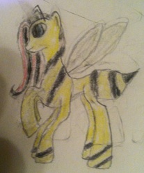 Size: 1279x1545 | Tagged: safe, artist:night5699, fluttershy, bee pony, original species, g4, female, solo, traditional art