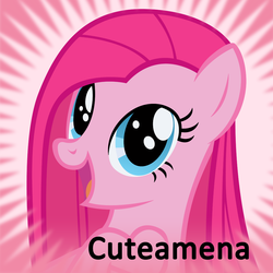 Size: 1024x1024 | Tagged: safe, artist:dtkraus, pinkie pie, g4, cute, cuteamena, female, looking at you, meta, official spoiler image, open mouth, pinkamena diane pie, smiling, solo, spoilered image joke, vector