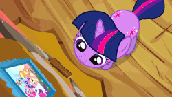 Size: 1280x720 | Tagged: safe, screencap, twilight sparkle, pony, unicorn, g4, magical mystery cure, animated, aura, both cutie marks, cute, eyes closed, female, from above, glowing, grin, happy, high angle, picture, picture frame, smiling, solo, talking, twiabetes, unicorn twilight, weapons-grade cute