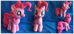 Size: 1306x612 | Tagged: safe, artist:sophie scruggs, pinkie pie, g4, :d, cute, irl, photo, plushie, smiling