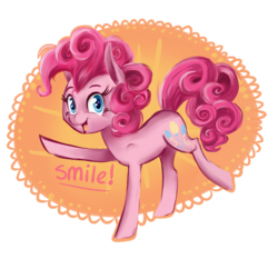 Size: 4300x4000 | Tagged: safe, artist:pencilswirls, pinkie pie, earth pony, pony, g4, female, mare, portrait, simple background, smile song, solo, transparent background