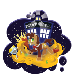 Size: 1844x1902 | Tagged: safe, artist:pencilswirls, doctor whooves, time turner, g4, doctor who, fez, hat, male, solo, tardis