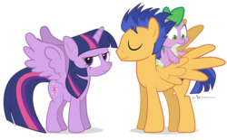Size: 1260x780 | Tagged: safe, artist:dm29, flash sentry, spike, twilight sparkle, alicorn, pony, g4, duo, eyes closed, female, mare, simple background, spread wings, transparent background, twilight sparkle (alicorn)