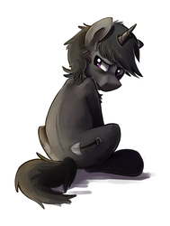 Size: 1184x1568 | Tagged: safe, artist:blitzpony, oc, oc only, oc:graves, commission, gift art, grumpy, sitting, solo