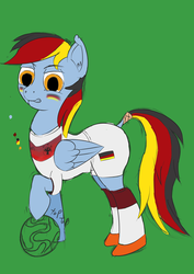 Size: 2893x4092 | Tagged: safe, artist:fuzzyhead12, dont call it soccer, football, german, german dash, germany, solo, wip