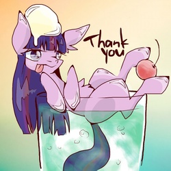 Size: 620x621 | Tagged: safe, artist:momo1, twilight sparkle, g4, cherry, drink, female, glass, pixiv, solo