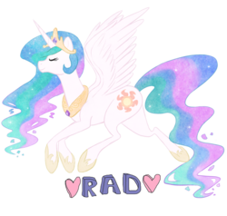 Size: 1700x1615 | Tagged: safe, artist:pumpkin-paw, princess celestia, g4, crown, eyes closed, female, heart, hoof shoes, jewelry, mare, rad, regalia, simple background, solo, transparent background, wings