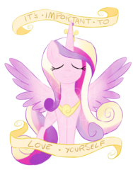 Size: 1701x2267 | Tagged: safe, artist:pumpkin-paw, princess cadance, alicorn, pony, g4, eyes closed, female, mouthpiece, old banner, positive ponies, simple background, solo, transparent background