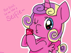 Size: 1024x768 | Tagged: safe, artist:cutiecadenza, princess skyla, g4, duckface, female, phone, selfie, solo