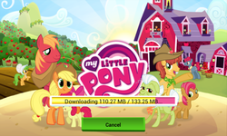 Size: 800x480 | Tagged: safe, gameloft, apple split, applejack, babs seed, big macintosh, granny smith, half baked apple, perfect pie, earth pony, pony, g4, apple family, apple family member, barn, cutie mark, filly, game, male, spoiler, stallion, sweet apple acres