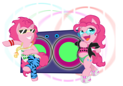 Size: 7087x4961 | Tagged: safe, artist:zackira, pinkie pie, pony, g4, absurd resolution, bipedal, bubble berry, clothes, lmfao, rule 63, self ponidox, simple background, solo, sunglasses, transparent background